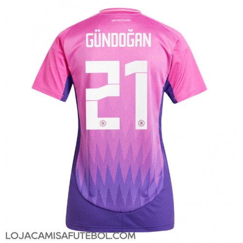 Camisa de Futebol Alemanha Ilkay Gundogan #21 Equipamento Secundário Mulheres Europeu 2024 Manga Curta